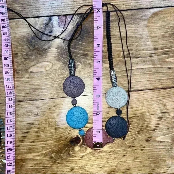 Bohemian lava stone and bead expansion necklace with silver tone accent - Picture 10 of 10